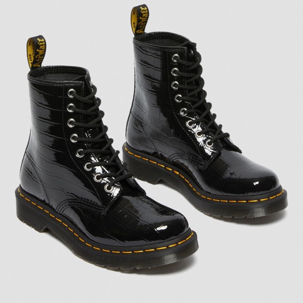 Dr. Martens 1460 Patent Leather Croc Print Boots